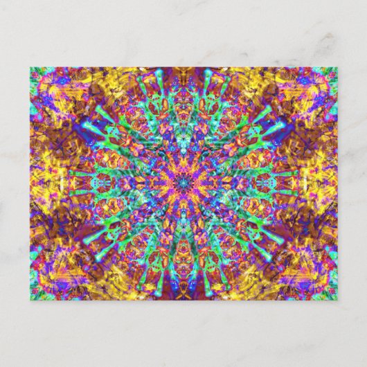 Psychedelic Mandala Trippy Hippie Color Splash Briefkaart (Voorkant)