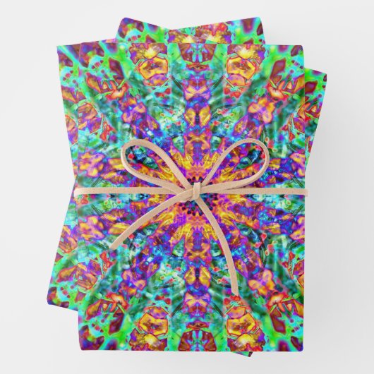 Psychedelic Mandala Trippy Hippie Color Splash Inpakpapier Vel (In situ)