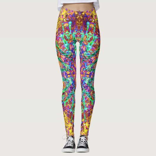 Psychedelic Mandala Trippy Hippie Color Splash Leggings (Voorkant)