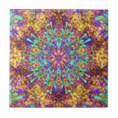 Psychedelic Mandala Trippy Hippie Color Splash Tegeltje (Voorkant)