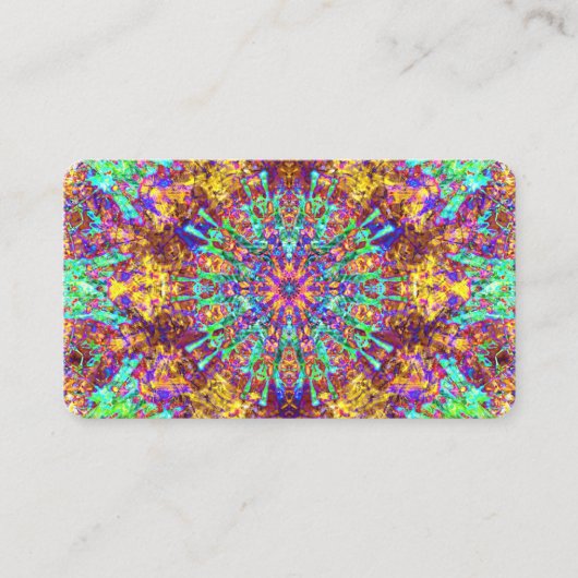 Psychedelic Mandala Trippy Hippie Color Splash Visitekaartje (Voorkant)