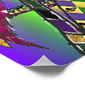 Psychedelic Mardi Gras Afdrukmaskers Poster (Hoek)
