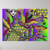 Psychedelic Mardi Gras Afdrukmaskers Poster (Voorkant)