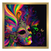 Psychedelic Mardi Gras Face Mask Wallpaper Foto P Foto Afdruk (Voorkant)