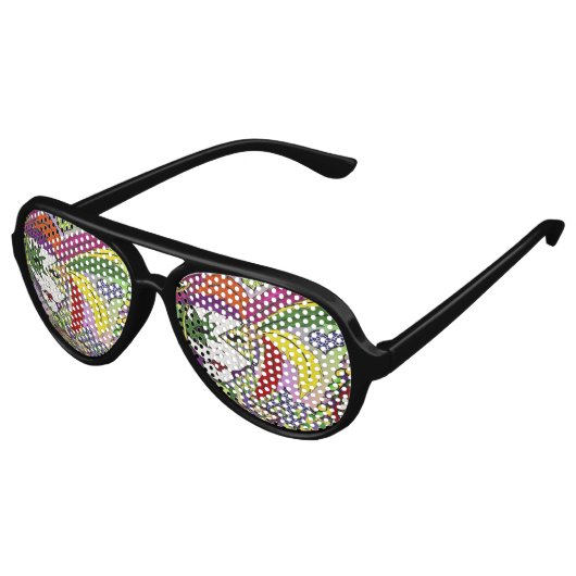 Psychedelic Mardi Gras Feather Mask Aviator Zonnebril (Gekanteld)