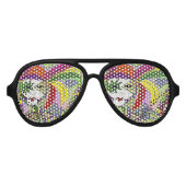 Psychedelic Mardi Gras Feather Mask Aviator Zonnebril (Voorkant)