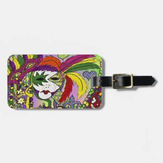 Psychedelic Mardi Gras Feather Mask Bagagelabel