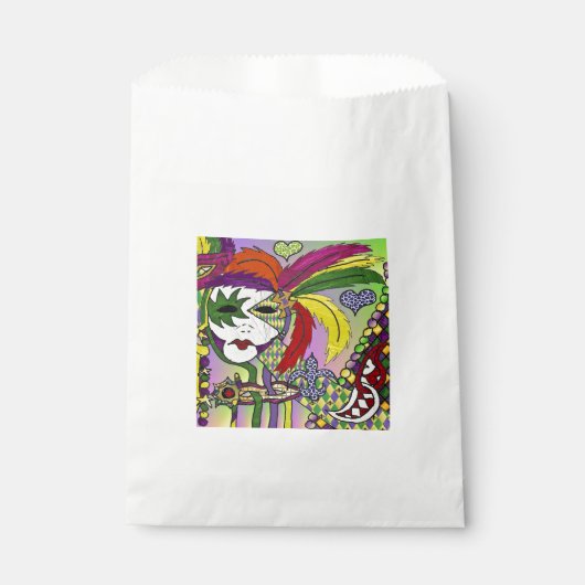 Psychedelic Mardi Gras Feather Mask Bedankzakje (Voorkant)