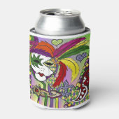 Psychedelic Mardi Gras Feather Mask Blikjeskoeler (Blikje Voorkant)