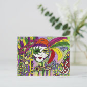 Psychedelic Mardi Gras Feather Mask Briefkaart (Staand voorkant)