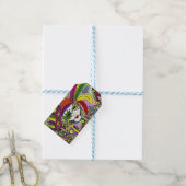 Psychedelic Mardi Gras Feather Mask Cadeaulabel (Met Touw)