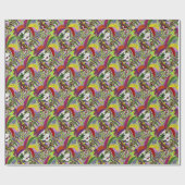 Psychedelic Mardi Gras Feather Mask Cadeaupapier (Vlak)