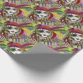 Psychedelic Mardi Gras Feather Mask Cadeaupapier (Hoek)