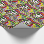 Psychedelic Mardi Gras Feather Mask Cadeaupapier (Hoek)