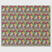 Psychedelic Mardi Gras Feather Mask Cadeaupapier (Vlak)