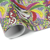 Psychedelic Mardi Gras Feather Mask Cadeaupapier (Rol Hoek)