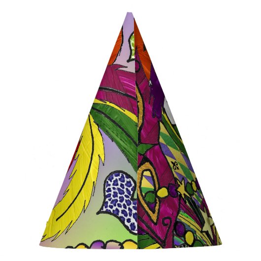 Psychedelic Mardi Gras Feather Mask Feesthoedjes (Achterkant)