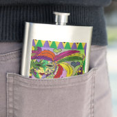 Psychedelic Mardi Gras Feather Mask Flacon (Voorbeeld)