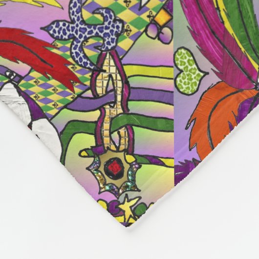Psychedelic Mardi Gras Feather Mask Fleece Deken (Hoek)
