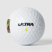 Psychedelic Mardi Gras Feather Mask Golfballen (Logo)
