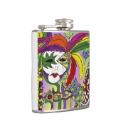 Psychedelic Mardi Gras Feather Mask Heupfles (Rechts)