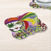 Psychedelic Mardi Gras Feather Mask Kartonnen Onderzetters (Gekanteld)