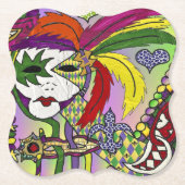 Psychedelic Mardi Gras Feather Mask Kartonnen Onderzetters (Voorkant)