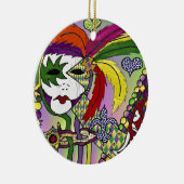 Psychedelic Mardi Gras Feather Mask Keramisch Ornament (Rechts)