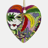 Psychedelic Mardi Gras Feather Mask Keramisch Ornament (Rechts)