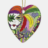 Psychedelic Mardi Gras Feather Mask Keramisch Ornament (Links)