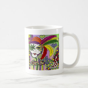 Psychedelic Mardi Gras Feather Mask Koffiemok