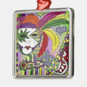 Psychedelic Mardi Gras Feather Mask Metalen Ornament (Links)