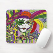 Psychedelic Mardi Gras Feather Mask Muismat (Met muis)