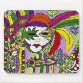 Psychedelic Mardi Gras Feather Mask Muismat (Voorkant)