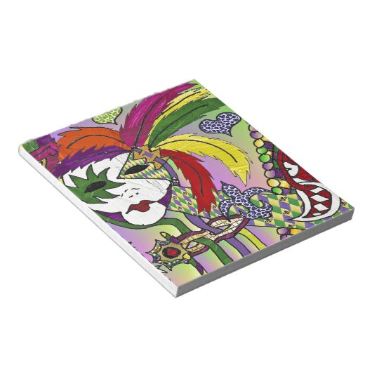 Psychedelic Mardi Gras Feather Mask Notitieblok (Schuin)