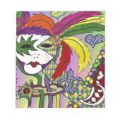 Psychedelic Mardi Gras Feather Mask Notitieblok (Voorkant)