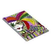 Psychedelic Mardi Gras Feather Mask Notitieboek (Rechterzijde)