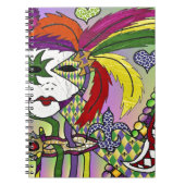 Psychedelic Mardi Gras Feather Mask Notitieboek (Voorkant)