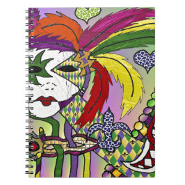 Psychedelic Mardi Gras Feather Mask Notitieboek