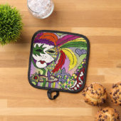 Psychedelic Mardi Gras Feather Mask Pannenlap (Top down)