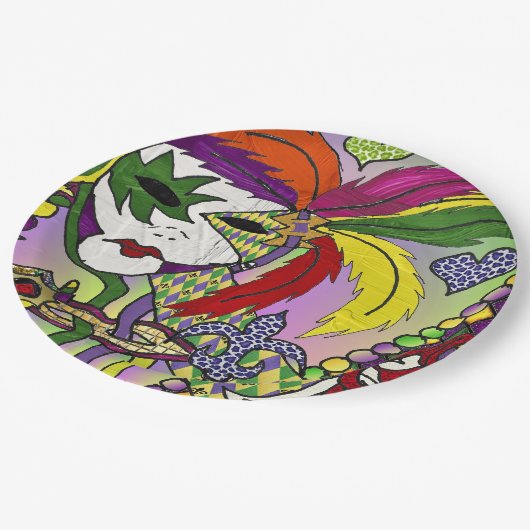 Psychedelic Mardi Gras Feather Mask Papieren Bordje (Gekanteld)
