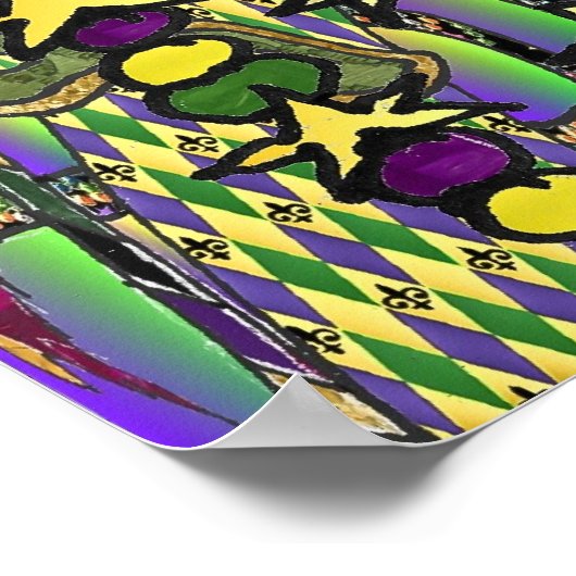 Psychedelic Mardi Gras Feather Mask Poster (Hoek)