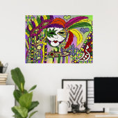 Psychedelic Mardi Gras Feather Mask Poster (Thuiskantoor)