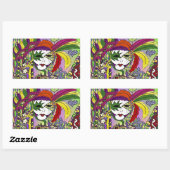 Psychedelic Mardi Gras Feather Mask Rechthoekige Sticker (Vel)