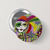 Psychedelic Mardi Gras Feather Mask Ronde Button 5,7 Cm (Voorkant /achterkant)