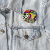 Psychedelic Mardi Gras Feather Mask Ronde Button 5,7 Cm (In situ)