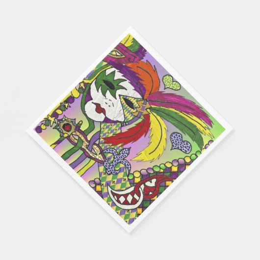 Psychedelic Mardi Gras Feather Mask Servetten (Hoek)