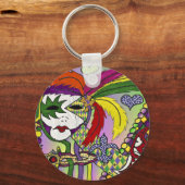 Psychedelic Mardi Gras Feather Mask Sleutelhanger (Voorkant)