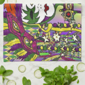 Psychedelic Mardi Gras Feather Mask Theedoek (Gevouwen)