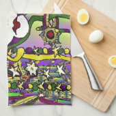 Psychedelic Mardi Gras Feather Mask Theedoek (Quarter Fold)